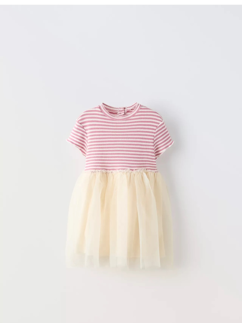 Zara Pink Stripe Top with Cream Tulle Skirt Kids Dress